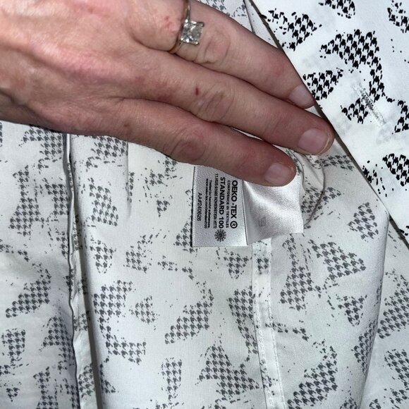 Calvin Klein Mens Long-Sleeve Button-Up Dress Shirt With Houndstooth Print White - Picture 5 of 10